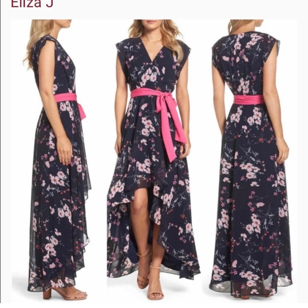 Eliza J Faux Wrap /High Low Dress